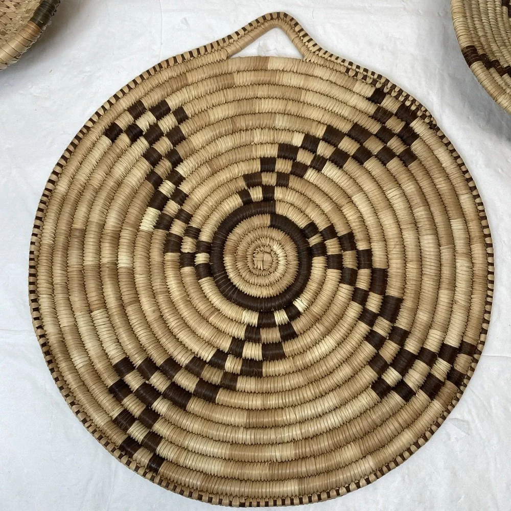 Botswana? Handwoven Coiled Lot Basket Bowls Hanging Art‎ Boho Tribal Coastal